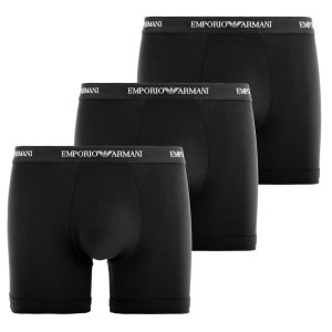 Lot de 3 Boxers homme Coton Noir/Blanc Uni - Emporio Armani