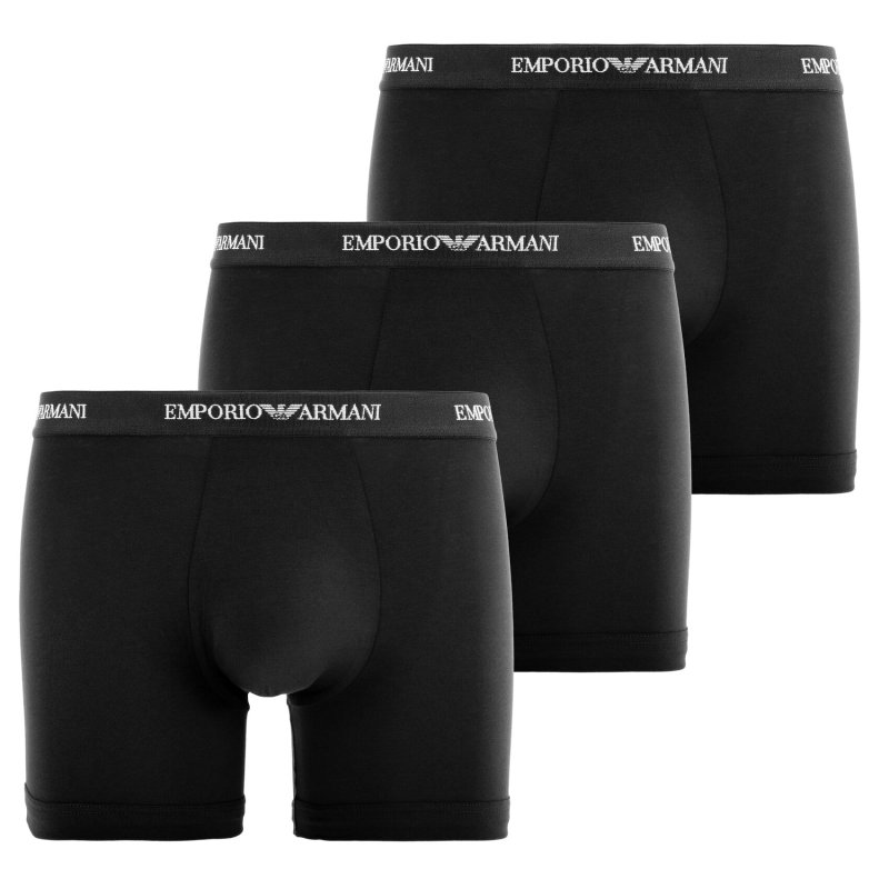 Lot de 3 Boxers homme Coton Noir/Blanc Uni - Emporio Armani