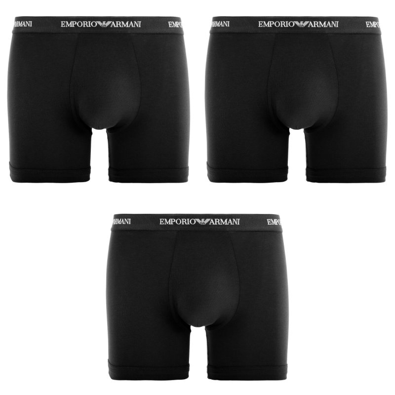 Lot de 3 Boxers homme Coton Noir/Blanc Uni - Emporio Armani