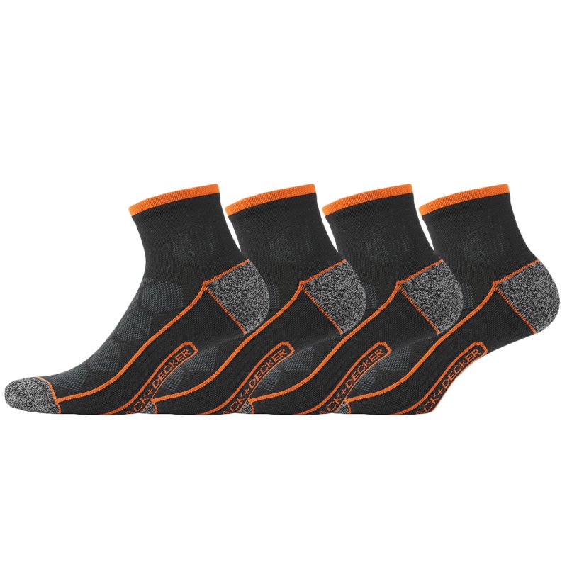 Lot de 4 Paires de Chaussettes homme Socquettes Travail Noir Uni - Black & Decker