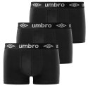 Lot de 3 Boxers homme Coton Noir Uni - Umbro