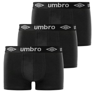 Lot de 3 Boxers homme Coton Noir Uni - Umbro