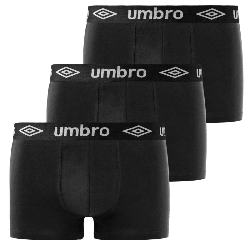 Lot de 3 Boxers homme Coton Noir Uni - Umbro