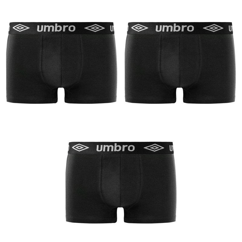 Lot de 3 Boxers homme Coton Noir Uni - Umbro
