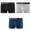 Lot de 3 Boxers homme Coton Noir/Gris/Bleu Marine Uni - Umbro
