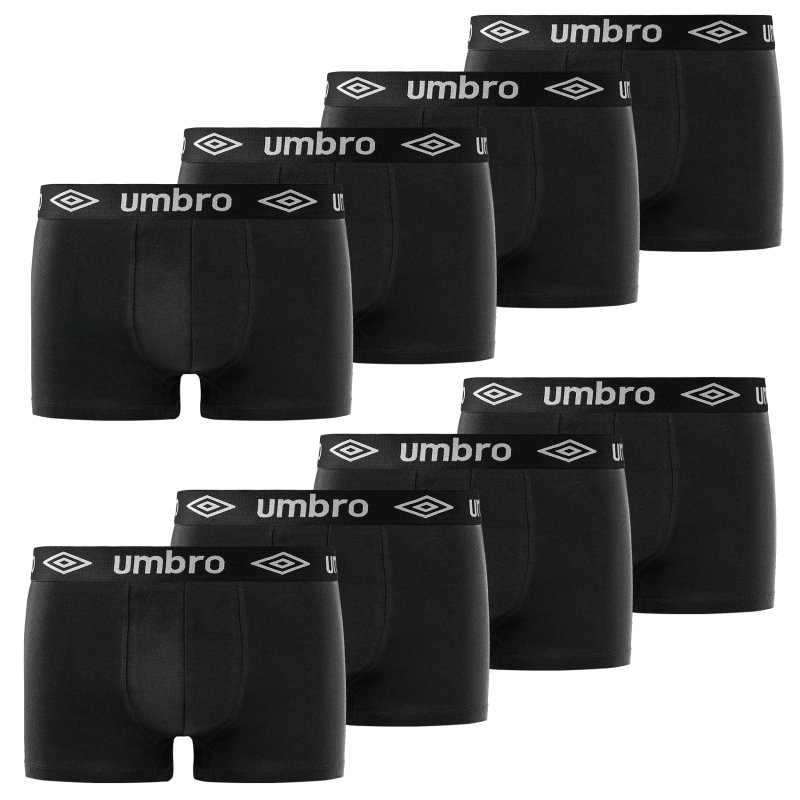 Lot de 8 Boxers homme Coton Noir Uni - Umbro