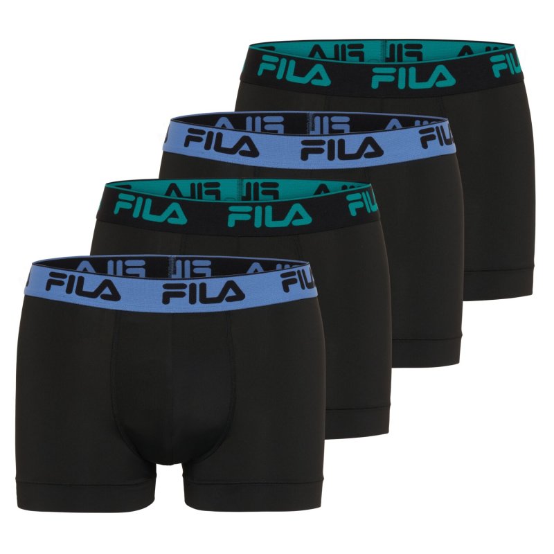 Lot de 4 Boxers homme Polyester Noir/Bleu/Vert Uni - Fila