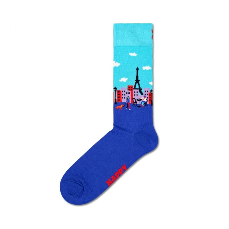 Paire de Chaussettes homme Ville Bleu/Turquoise/Rouge Imprimé - Happy Socks