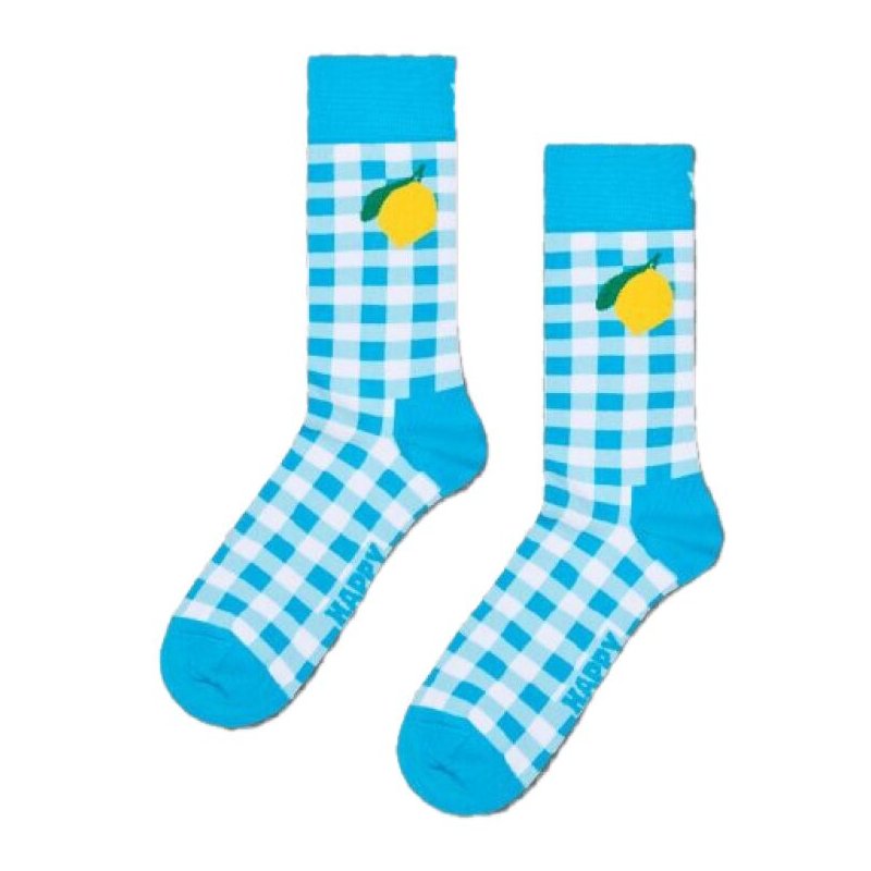 Paire de Chaussettes homme Ville Turquoise/Blenc/Jaune Imprimé - Happy Socks