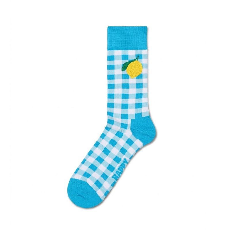 Paire de Chaussettes homme Ville Turquoise/Blenc/Jaune Imprimé - Happy Socks