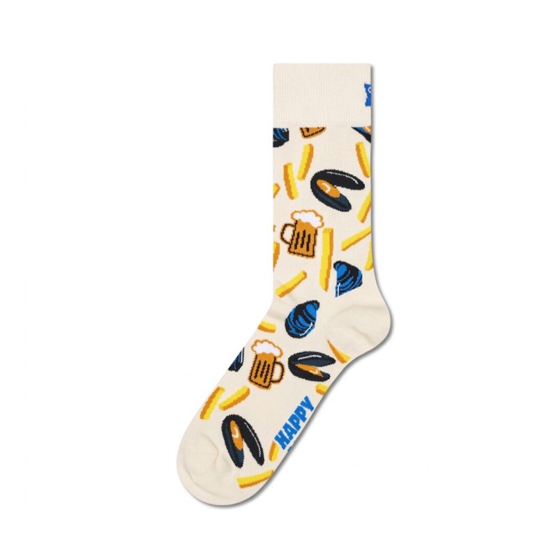 Paire de Chaussettes homme Ville Beige/Jaune/Bleu Imprimé - Happy Socks