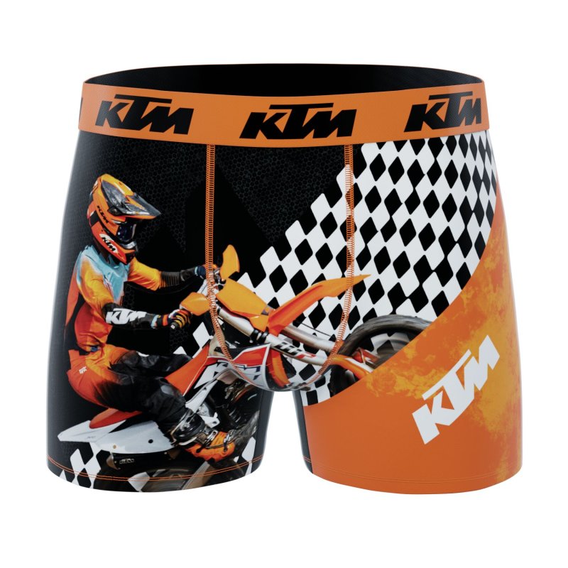 Lot de 4 Boxers garcon Polyester Noir/Orange/Blanc Imprimé - Ktm