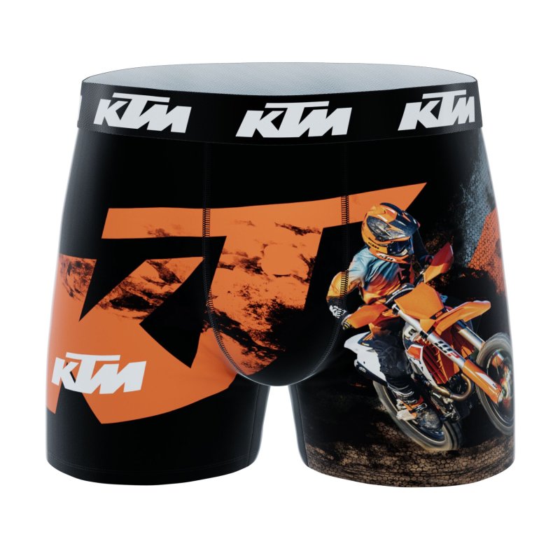 Lot de 4 Boxers garcon Polyester Noir/Orange/Blanc Imprimé - Ktm