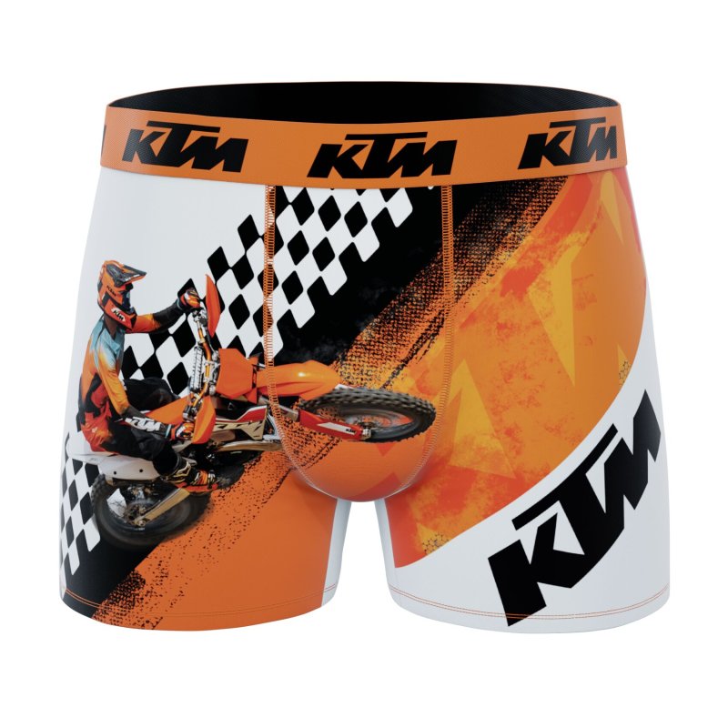 Lot de 4 Boxers garcon Polyester Noir/Orange/Blanc Imprimé - Ktm