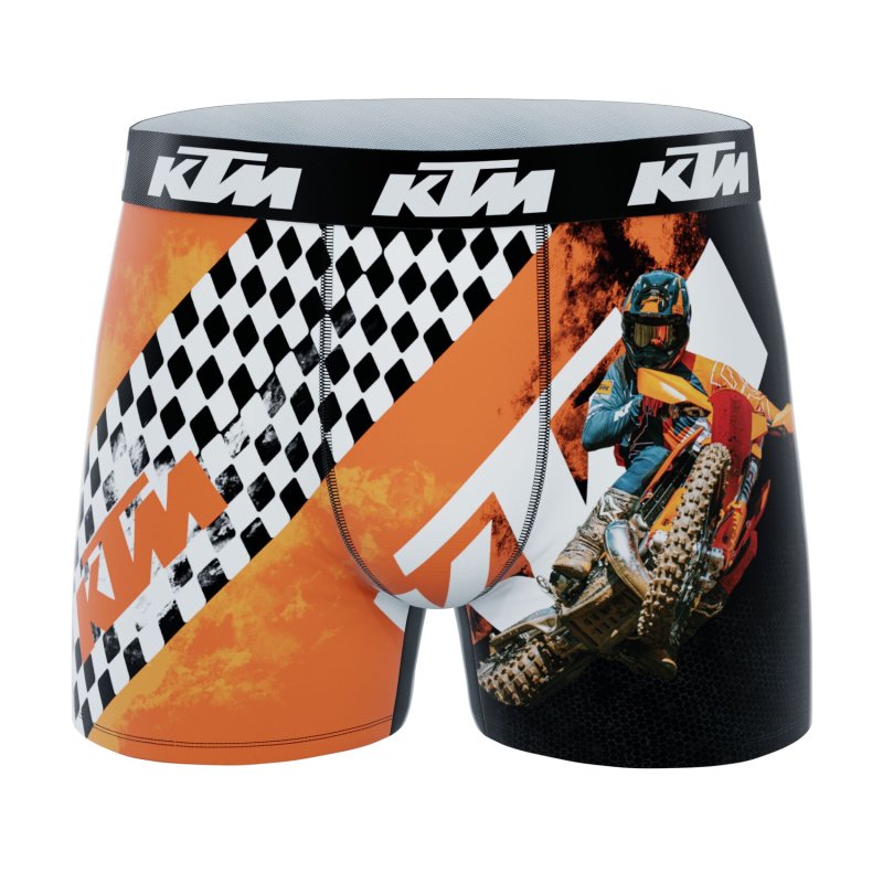 Lot de 4 Boxers garcon Polyester Noir/Orange/Blanc Imprimé - Ktm