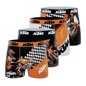 Lot de 4 Boxers garcon Polyester Noir/Orange/Blanc Imprimé - Ktm