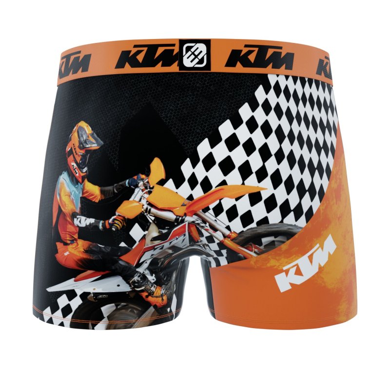 Lot de 4 Boxers garcon Polyester Noir/Orange/Blanc Imprimé - Ktm
