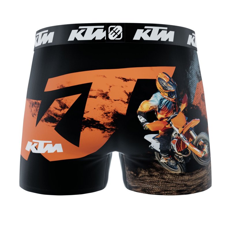 Lot de 4 Boxers garcon Polyester Noir/Orange/Blanc Imprimé - Ktm