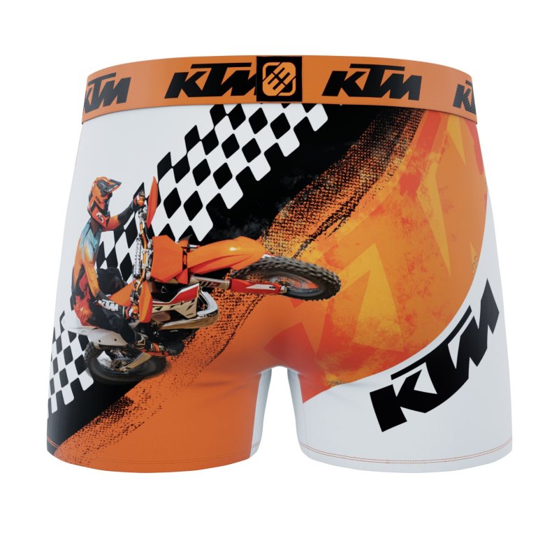 Lot de 4 Boxers garcon Polyester Noir/Orange/Blanc Imprimé - Ktm