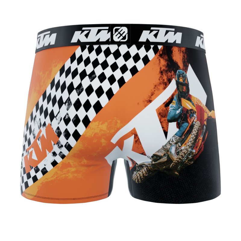 Lot de 4 Boxers garcon Polyester Noir/Orange/Blanc Imprimé - Ktm