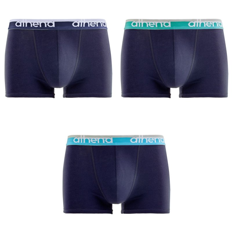 Lot de 3 Boxers homme Coton bio Bleu Marine/Vert/Turquoise - Athena