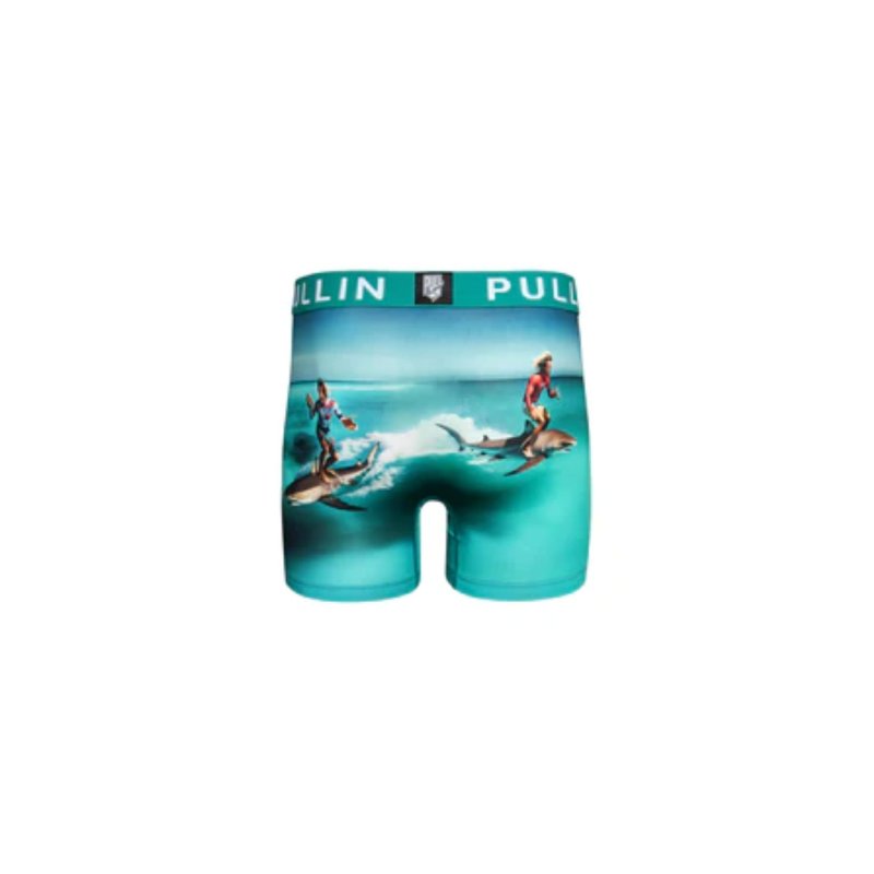 Boxer homme Polyester Turquoise/Gris/Blanc/Rouge Imprimé - Pull In