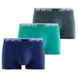 Lot de 3 Boxers homme Coton bio Bleu Marine/Vert/Turquoise - Athena