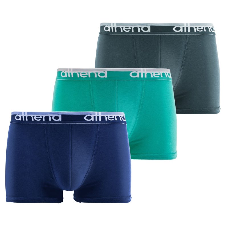 Lot de 3 Boxers homme Coton bio Bleu Marine/Vert/Turquoise - Athena