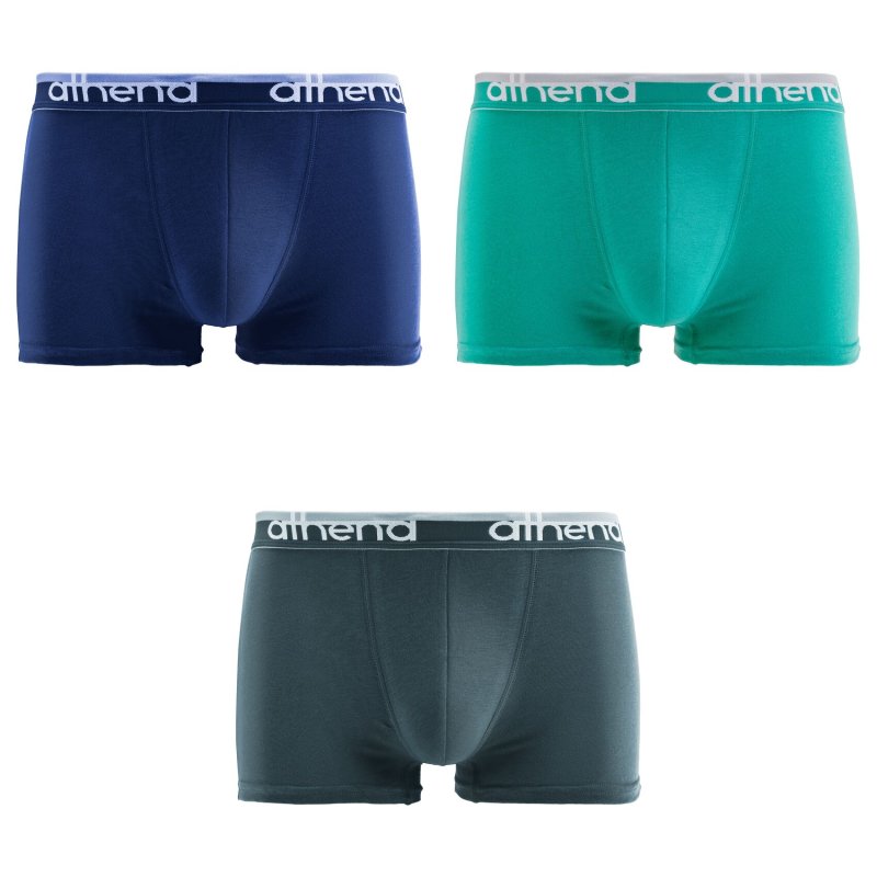 Lot de 3 Boxers homme Coton bio Bleu Marine/Vert/Turquoise - Athena