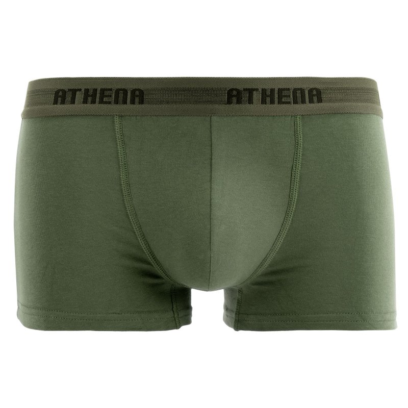 Lot de 3 Boxers homme Coton Camel/Kaki/Bleu Pétrole - Athena
