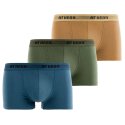 Lot de 3 Boxers homme Coton Camel/Kaki/Bleu Pétrole - Athena