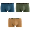 Lot de 3 Boxers homme Coton Camel/Kaki/Bleu Pétrole - Athena