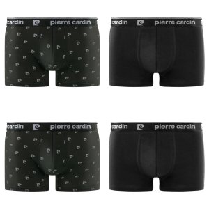 Lot de 4 Boxers homme Coton Noir/Gris Imprimé - Pierre Cardin - Photo 1