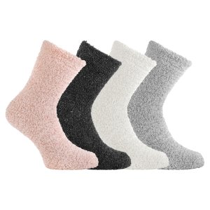 Lot de 4 Paires de Chaussettes femme Tennis CasualGris/Rose /Blanc/Noir Uni - Pierrecardin