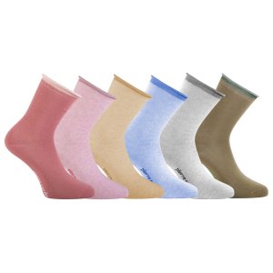 Lot de 6 Paires de Chaussettes femme Ville ModeGris/Kaki/Beige/Rose clair/Rose/Bleu Uni - Pierrecardin