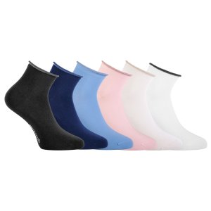 Lot de 6 Paires de Chaussettes femme Courtes ModeBleu/Rose/Bleu marine/Noir/Beige/Blanc Uni - Pierrecardin