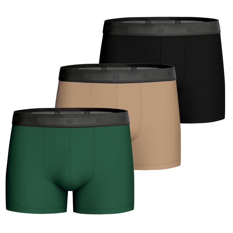 Lot de 3 Boxers homme Coton Vert sapin/Camel/Noir - Impetus
