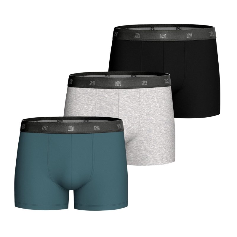 Lot de 3 Boxers homme Coton Bleu pétrole/Gris chiné/Noir - Impetus