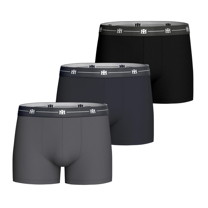 Lot de 3 Boxers homme Coton Gris foncé/Bleu marine foncé/Noir - Impetus