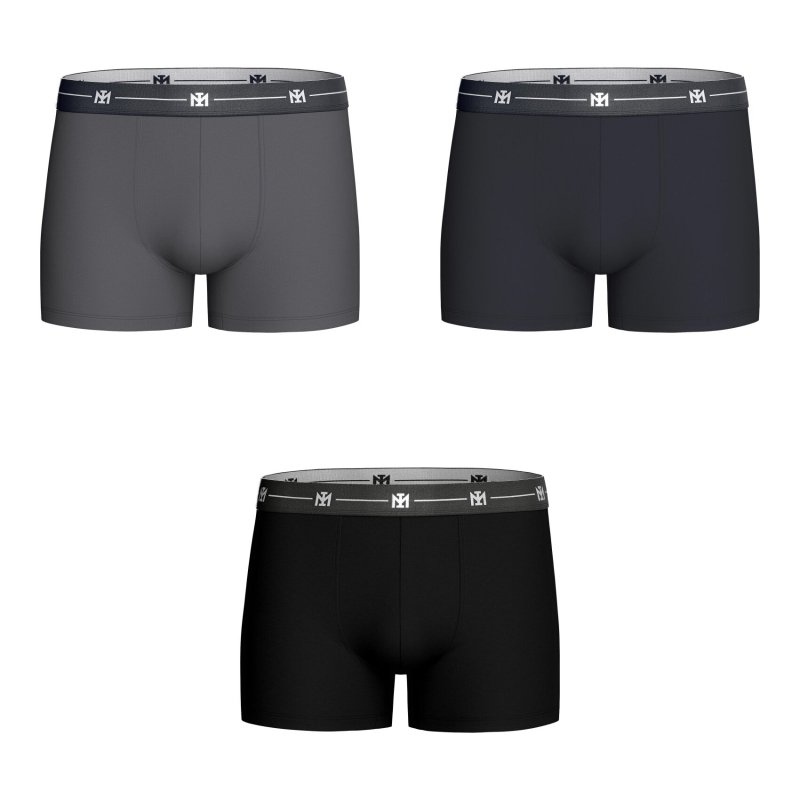 Lot de 3 Boxers homme Coton Gris foncé/Bleu marine foncé/Noir - Impetus