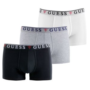 Lot de 3 Boxers homme Coton Blanc/Gris clair/Noir Uni - Guess