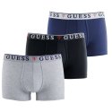 Lot de 3 Boxers homme Coton bio Gris/Noir/Bleu Uni - Guess