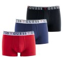 Lot de 3 Boxers homme Coton Bleu/Noir/Rouge Uni - Guess