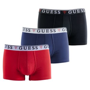 Lot de 3 Boxers homme Coton Bleu/Noir/Rouge Uni - Guess