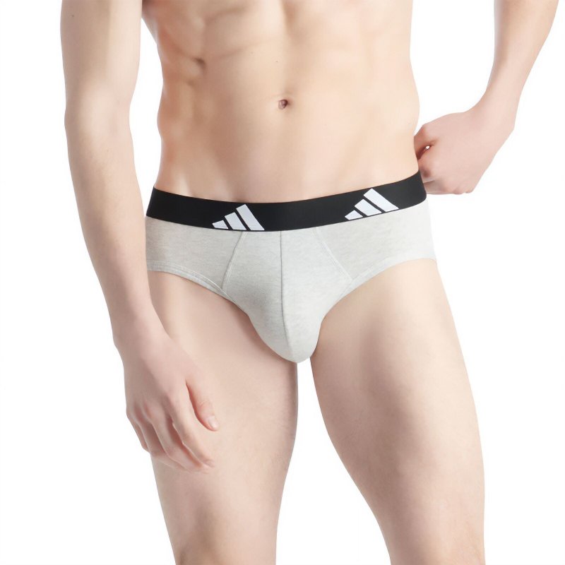 Lot de 3 Slips homme Coton Blanc/Gris/Noir - Adidas