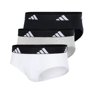 Lot de 3 Slips homme Coton Blanc/Gris/Noir - Adidas