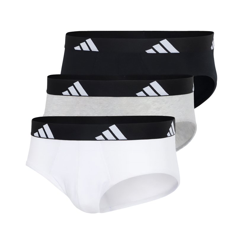 Lot de 3 Slips homme Coton Blanc/Gris/Noir - Adidas
