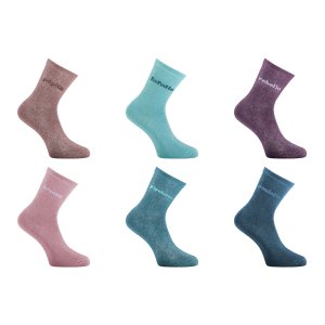 Lot de 6 Paires de Chaussettes femme Tennis Fantaisie, Humour, ModeMarron/Bleu/Violet/Rose/Bleu marine Uni - Twinday