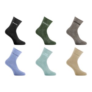 Lot de 6 Paires de Chaussettes femme Tennis Fantaisie, Humour, ModeNoir/Kaki/Marron/Violet/Vert/Beige Uni - Twinday