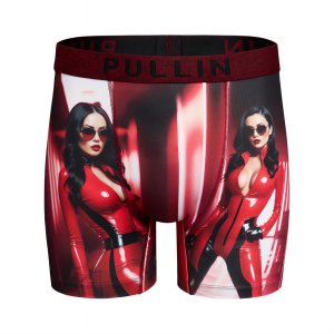 Boxer homme Polyester Rouge/Noir/Beige/Blanc Imprimé - Pull In